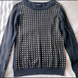 Express Studded Long Sleeve Black Top